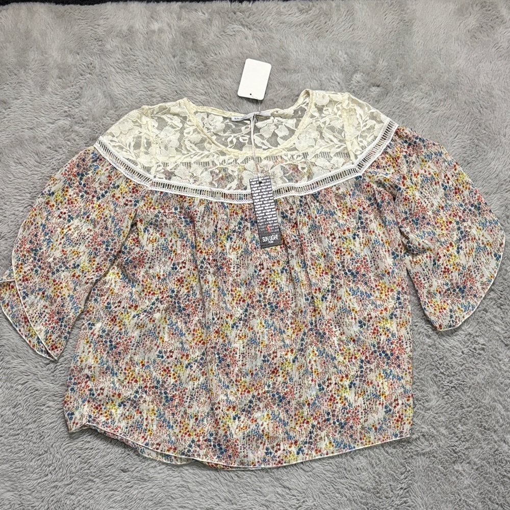 Elegant Multicolor Lace Women's Blouse